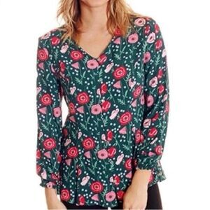 Matilda Jane YESTERYEAR Tunic M Women's Green Floral Top women’s *flaw Button